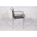 Eillen gray dining chair in black leather